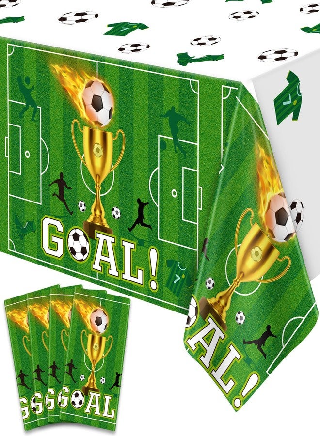 Inspireyee 4 Pack Soccer Party Tablecloths Soccer Birthday Decorations Plastic Disposable Sports Theme Party Table Covers Soccer Theme Table Cloth for Rectangle Tables Birthday Party Supplies Favors 51'' X 86'' - Image 1